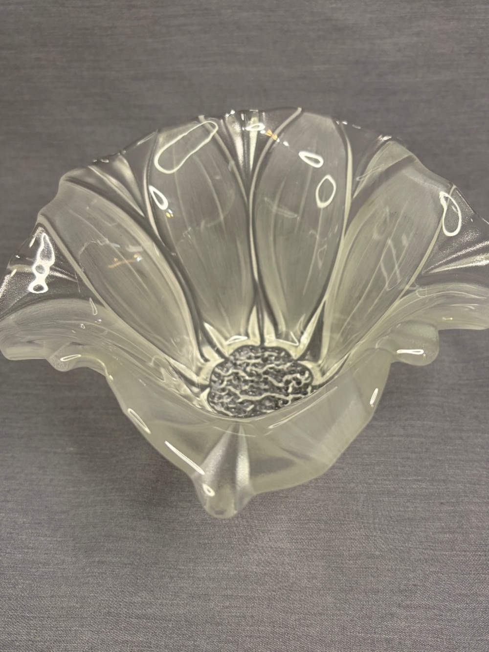 Mikasa Crystal Glass Sunflower Satin Frosted Bowl Dish Candle Holder